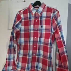 Abercrombie And FITCH Men's Red Plaid Shirt